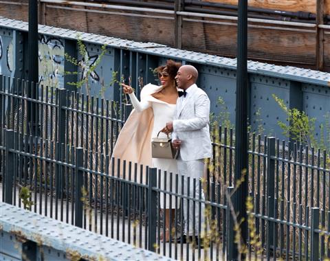 Couple enjoying time together on a walkway