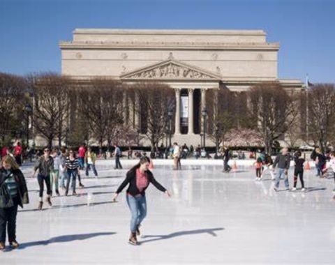 People ice skating at the National Gallery of Art