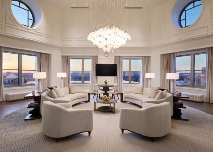 The grand living room in the Presidential Suite